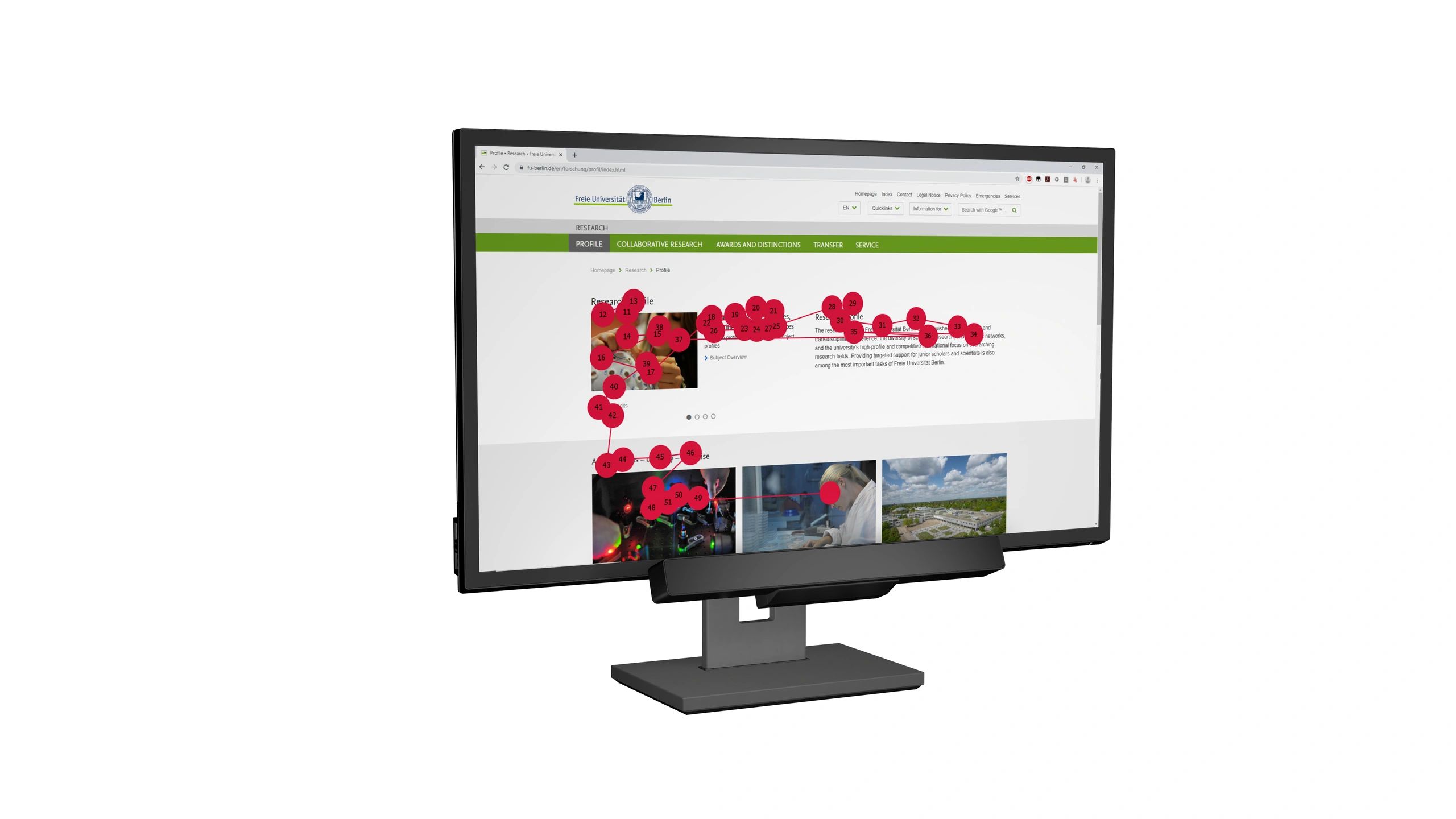 Screen-based eye tracking setup for a visual behaviour study